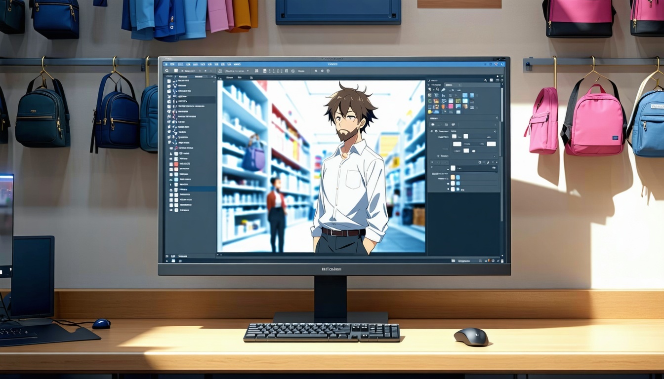 Show a storefront builder on a monitor-1